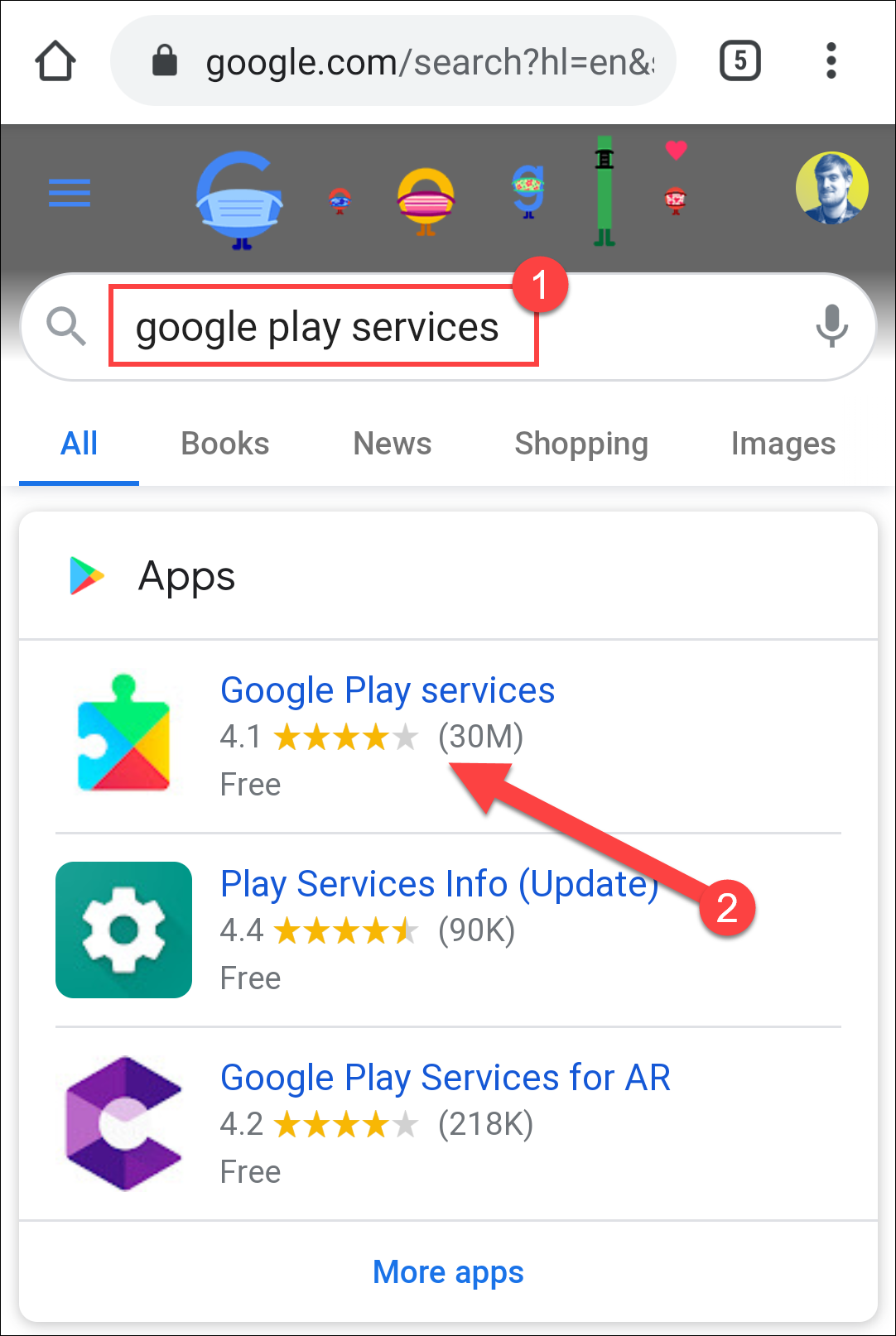 Búsqueda de servicios de Google Play