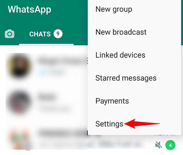 Abra la configuración en WhatsApp.