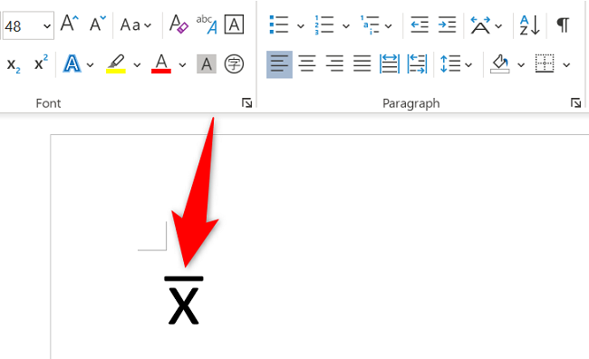 Escriba el símbolo de barra X en Word.