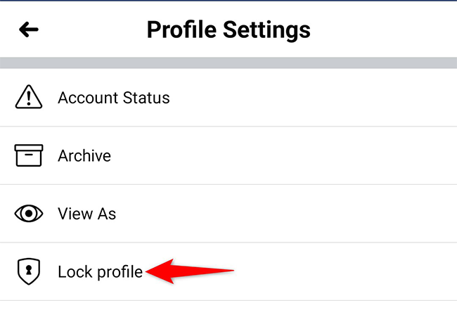 Seleccione Bloquear perfil en la página Configuración de perfil.