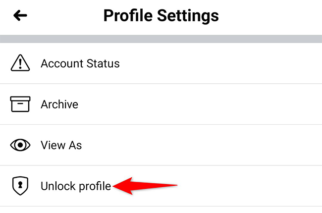 Haga clic en la opción Desbloquear perfil.