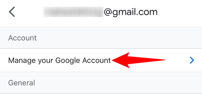Toque Administrar su cuenta de Google.