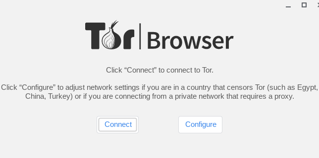 Ventana de diálogo de conexión Tor