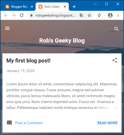 Una publicación de blog como se ve en una ventana del navegador.