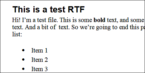 Ejemplos de archivos RTF con varios formatos y estilos