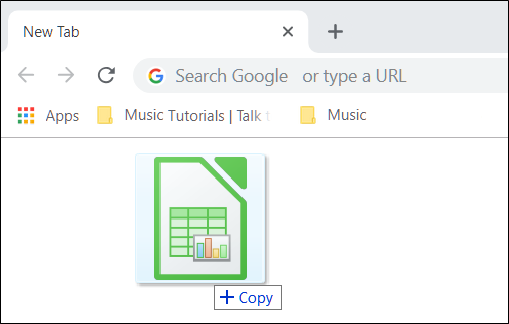 Arrastre y suelte el archivo XLSX en Chrome.