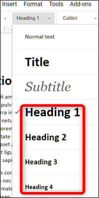 Asegúrese de que cada capítulo o título use una de estas etiquetas de encabezado para completar la tabla de contenido
