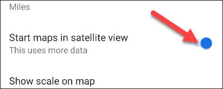 Iniciar mapas en la vista de satélite Toggle