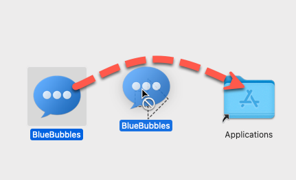 Arrastre BlueBubbles a la carpeta Aplicaciones.