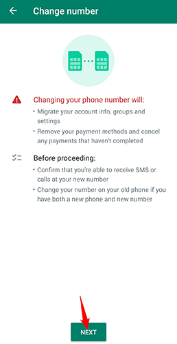 Cambiar el número de teléfono de WhatsApp.