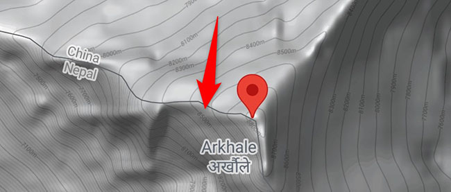 La altitud de un lugar en Google Maps para móviles.