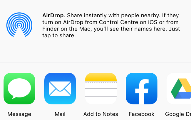 Seleccione el dispositivo AirDrop.
