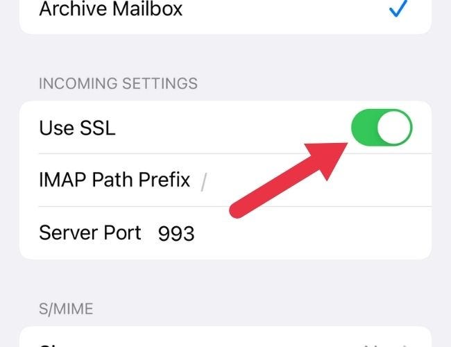 Conmutador de correo SSL de iOS