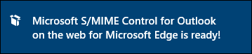 Edge muestra un mensaje cuando se instala el control S/MIME.