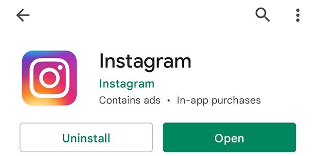 Haga clic en Actualizar en la página de la aplicación de Instagram.