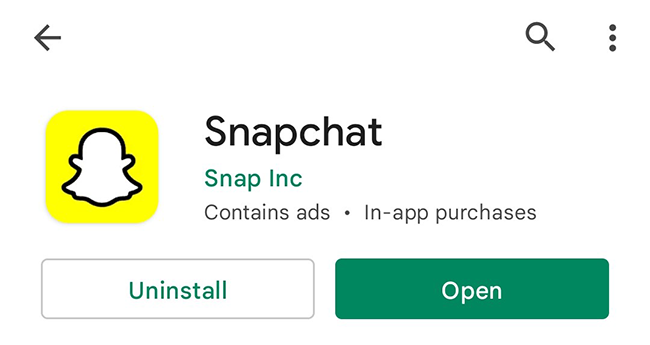 Toca Actualizar para actualizar Snapchat.