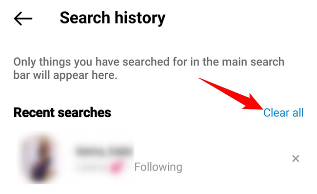Haga clic en Borrar todo en la página Historial de búsqueda.