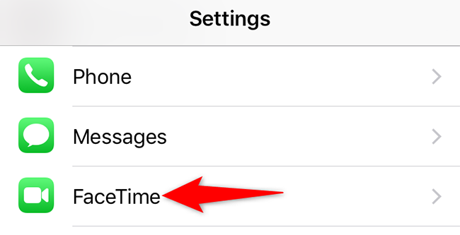 Toque FaceTime en la configuración del iPhone.