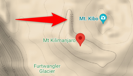 La altitud de un lugar en Google Maps para escritorio.