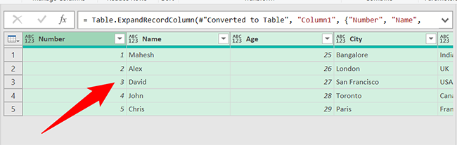 Obtenga una vista previa de los datos JSON en Excel.