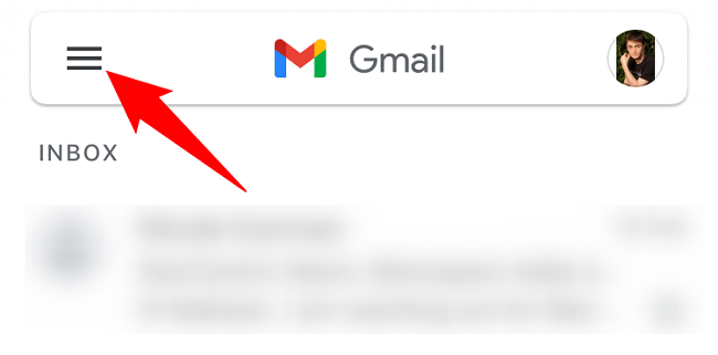 Seleccione el menú de hamburguesas en Gmail.