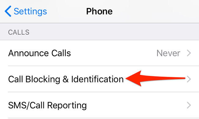 Toque Identificación de bloqueo de llamadas en Configuración del teléfono en su iPhone.