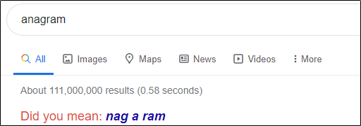 Un anagrama en el cuadro de búsqueda de Google.