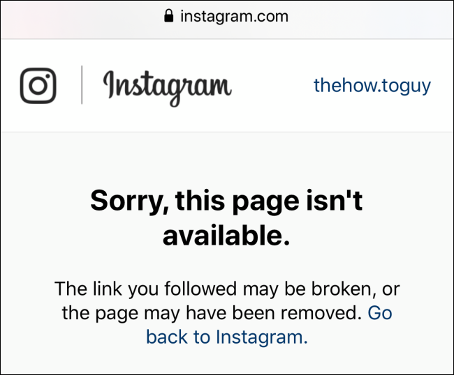 No se puede abrir la URL del perfil de su perfil de Instagram bloqueado