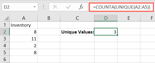 COUNTA usando ÚNICO en Excel