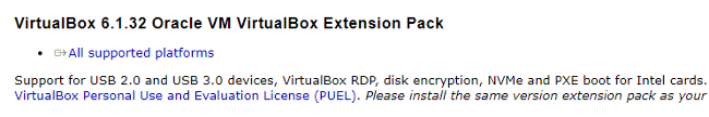 Descarga el paquete de extensión de VirtualBox