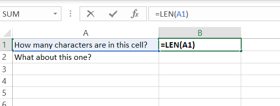 Introduzca la función LEN en una celda.