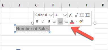 El menú de formato de cuadro de texto emergente en Excel