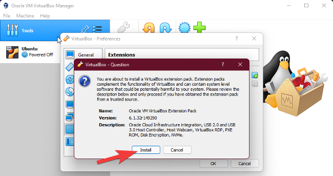 Instalar el paquete de extensión de VirtualBox
