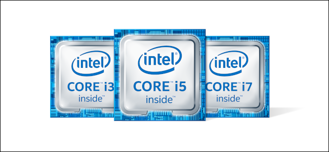 Logotipos de Intel Core i3, i5 e i7.