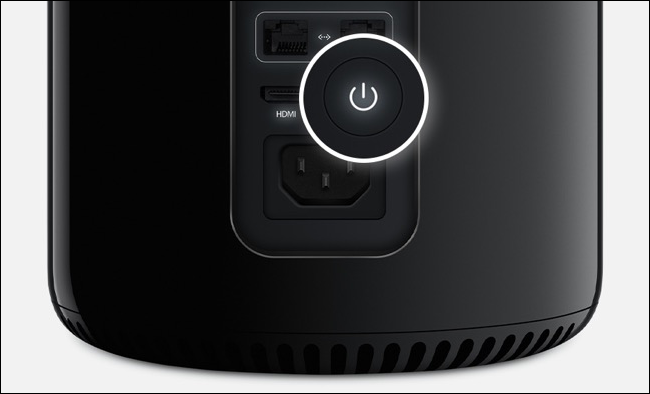 Botón de encendido en Mac Pro