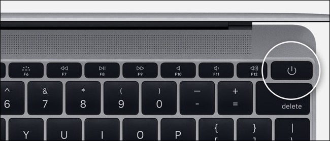 Botón de encendido en MacBook Pro sin Touch Bar