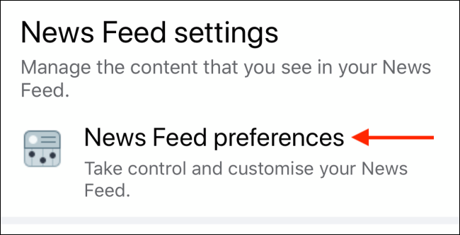 Toque Preferencias de noticias en la aplicación móvil de Facebook