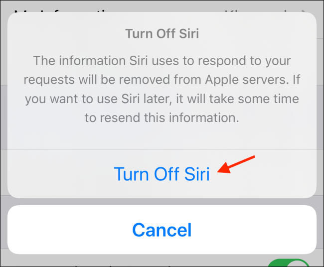 Haga clic para desactivar la opción Siri