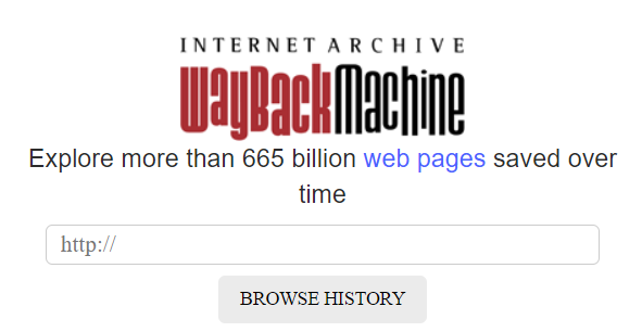 Sitio web de Wayback Machine.