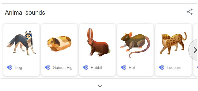 Panel de Sonidos de animales en Google.
