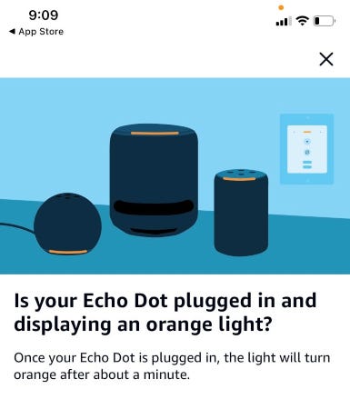La aplicación Alexa le pide al Echo Dot una luz naranja.