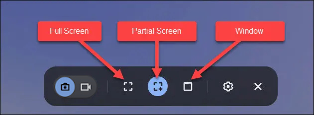 La herramienta de captura de pantalla incluye opciones de pantalla completa, pantalla parcial y ventana