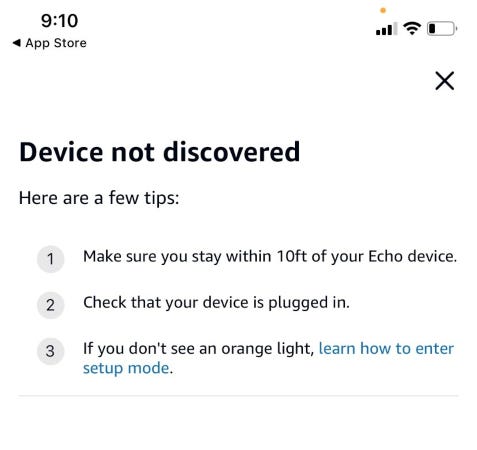 El dispositivo no detecta la pantalla en la aplicación Alexa.