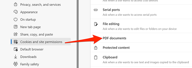 Opciones de documentos PDF en Edge