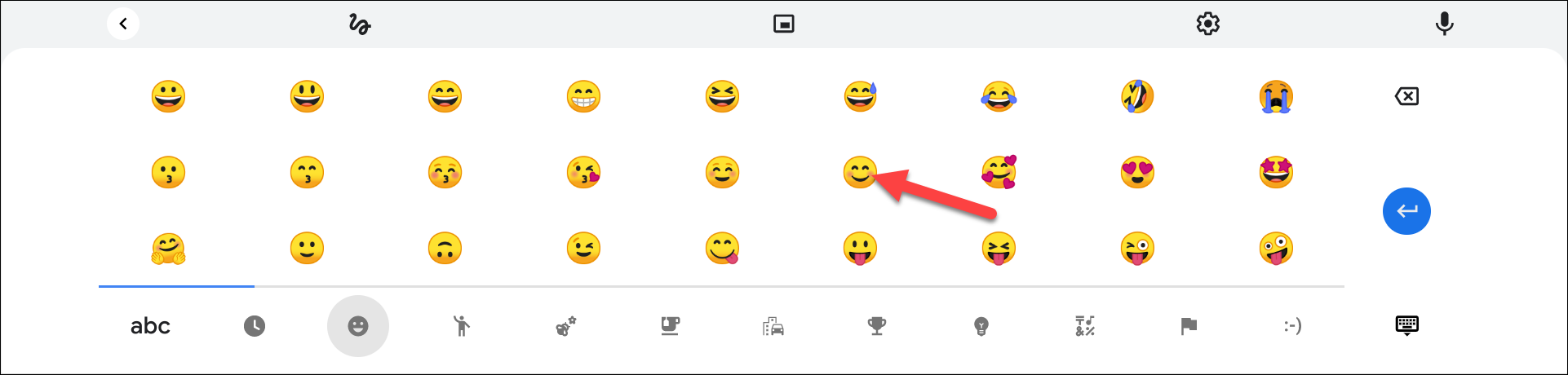 Seleccione un emoji del teclado virtual.