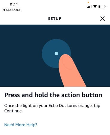 La aplicación Alexa requiere que el usuario mantenga presionado el botón de acción.