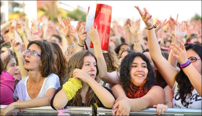 Fans en el Festival de Música Pop de Barcelona, ​​España.