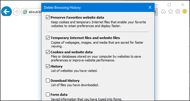 Eliminar el menú del historial de navegación en Internet Explorer
