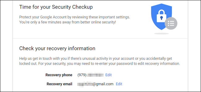 Consulte Gmail para obtener información de recuperación, como el número de teléfono y el correo electrónico de recuperación.