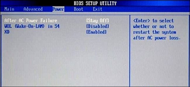 Configuración de WAKE-on-LAN en el BIOS de configuración de la computadora